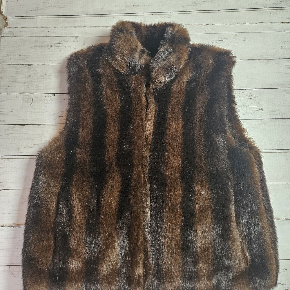 Coaco New York Reversible Faux‎ Mink Fur Vest Large